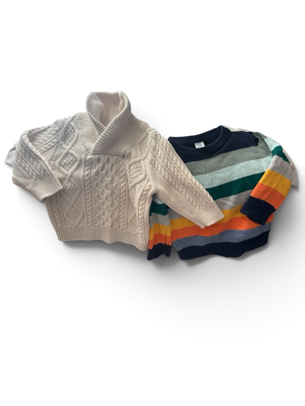 Baby Gap Kids Sweater Bundle Cable knit Cream + Multicolor Stripe